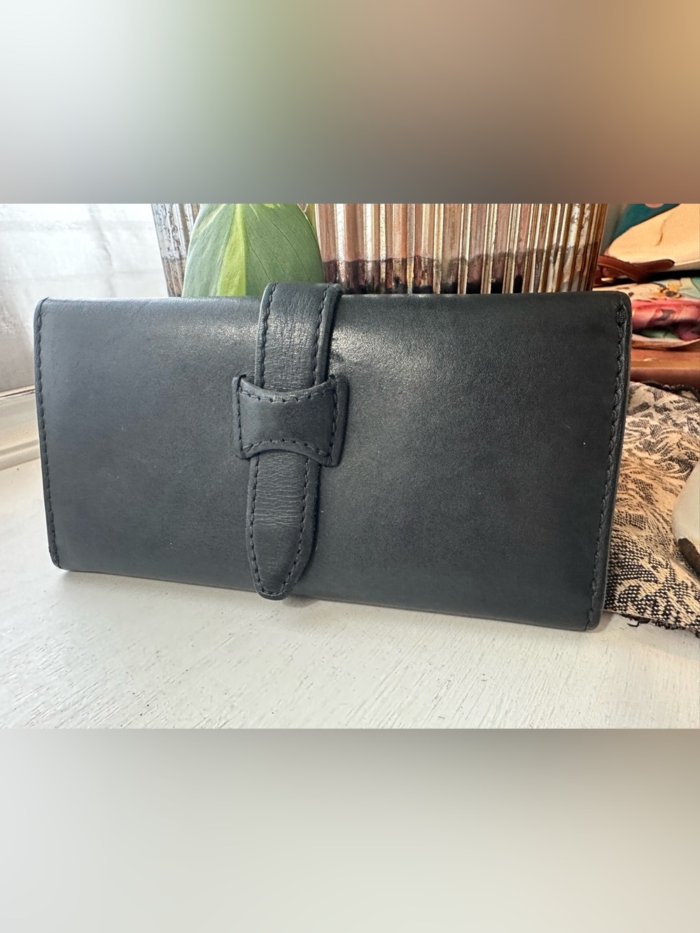 Saddleback Black Leather Clutch Wallet